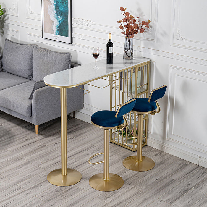 Glam Free Form Bar Table White Marble Table with Storage for Living Room