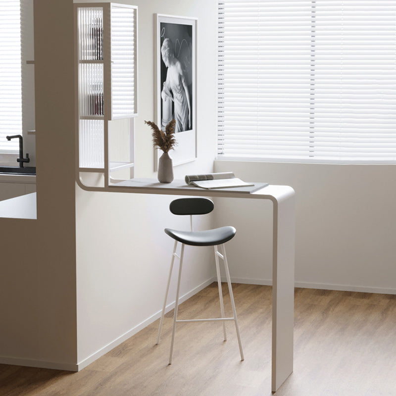 Glam Rectangle Bar Dining Table Stone Top and Metal Frame Bar Table