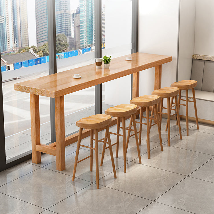 Modern Solid Wood Bar Table Natural Rectangle Bar Table for Kitchen Living Room