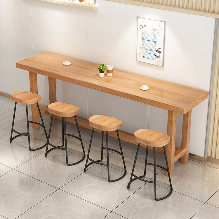 Modern Solid Wood Bar Table Natural Rectangle Bar Table for Kitchen Living Room