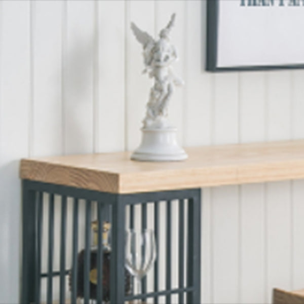 Glam Style Pub Table Rectangle Solid Wood Double Pedestal Bar Table for Indoor