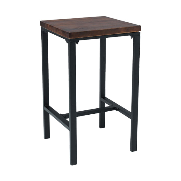 Contemporary Square Footrest Bar Table Brown Solid Wood Top Bar Table