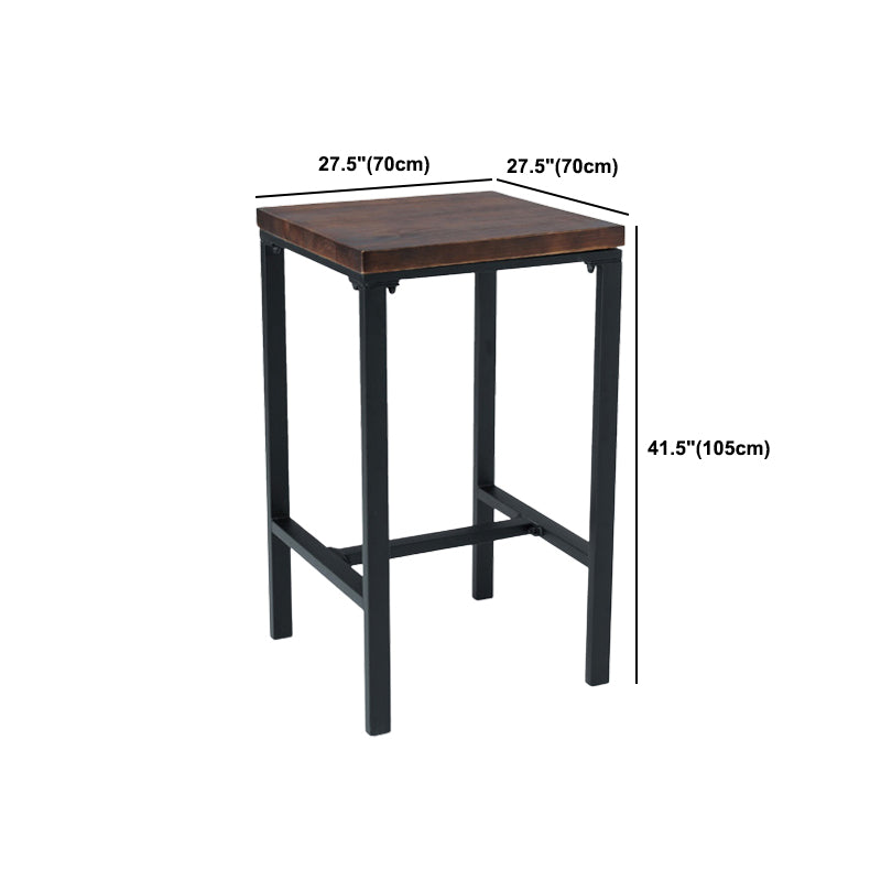 Contemporary Square Footrest Bar Table Brown Solid Wood Top Bar Table