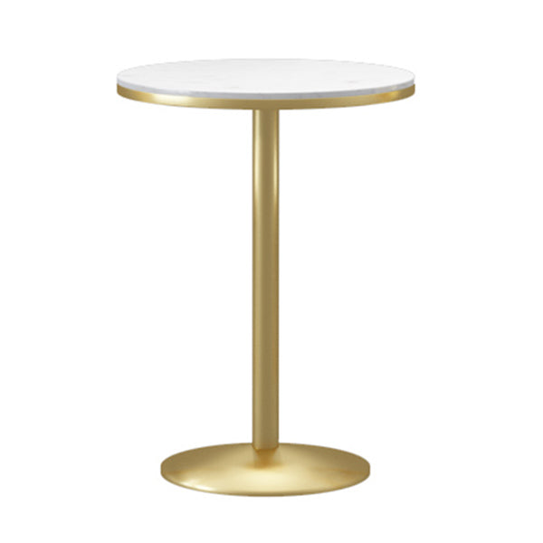 Faux Marble Pub Table Glam White Cocktail Bar Table with Metal Pedestal