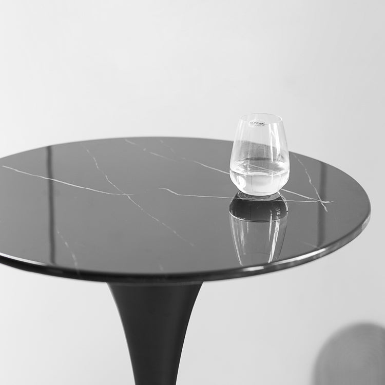 Contemporary Round Bar Stool Table Faux Marble and Stone Bar Table for Small Places