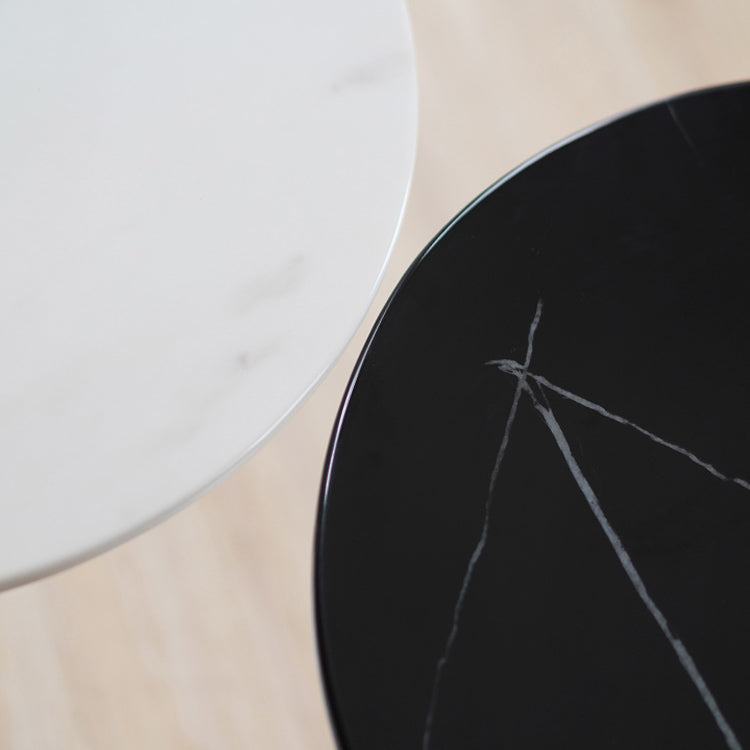 Contemporary Round Bar Stool Table Faux Marble and Stone Bar Table for Small Places