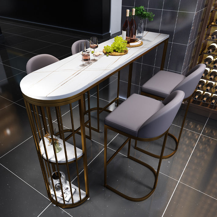 Glam Pub Table Specialty Double Pedestal Bar Table for Indoor