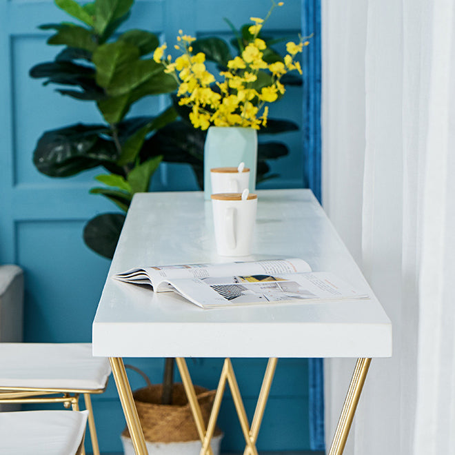 Traditional Luxury Solid Wood Table Gold and Metal Base Bar Table