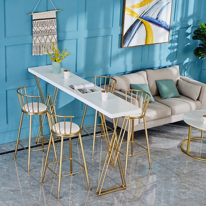 Traditional Luxury Solid Wood Table Gold and Metal Base Bar Table