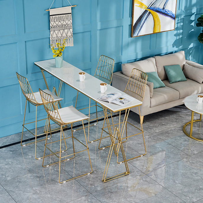 Traditional Luxury Solid Wood Table Gold and Metal Base Bar Table