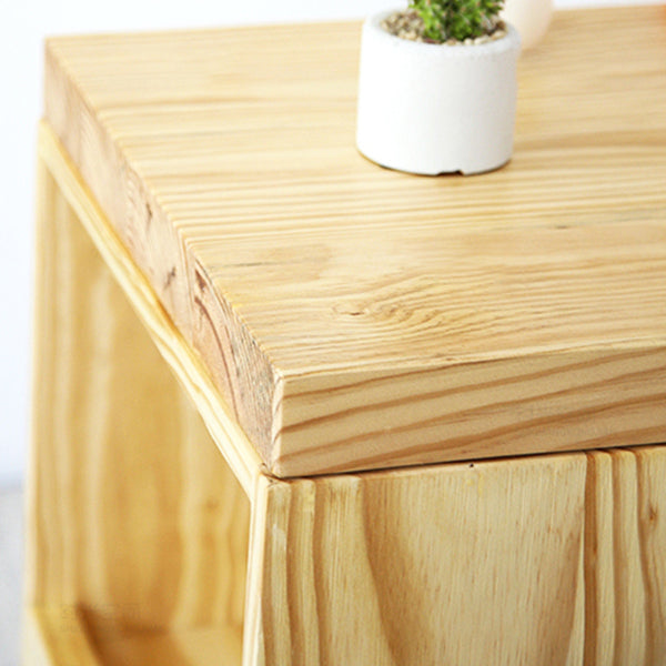 Modern 3-shelf Bar Table Rectangle Solid Wood Bistro Bar Table in Natural