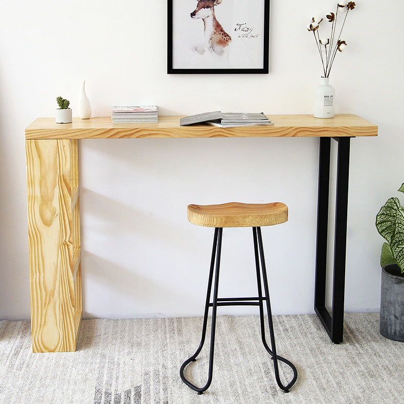 Modern 3-shelf Bar Table Rectangle Solid Wood Bistro Bar Table in Natural