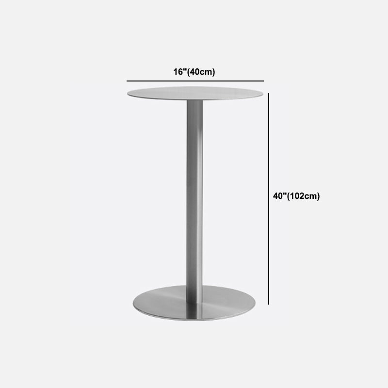 Industrial Silver Counter Height Table Metal Pedestal Bar Table