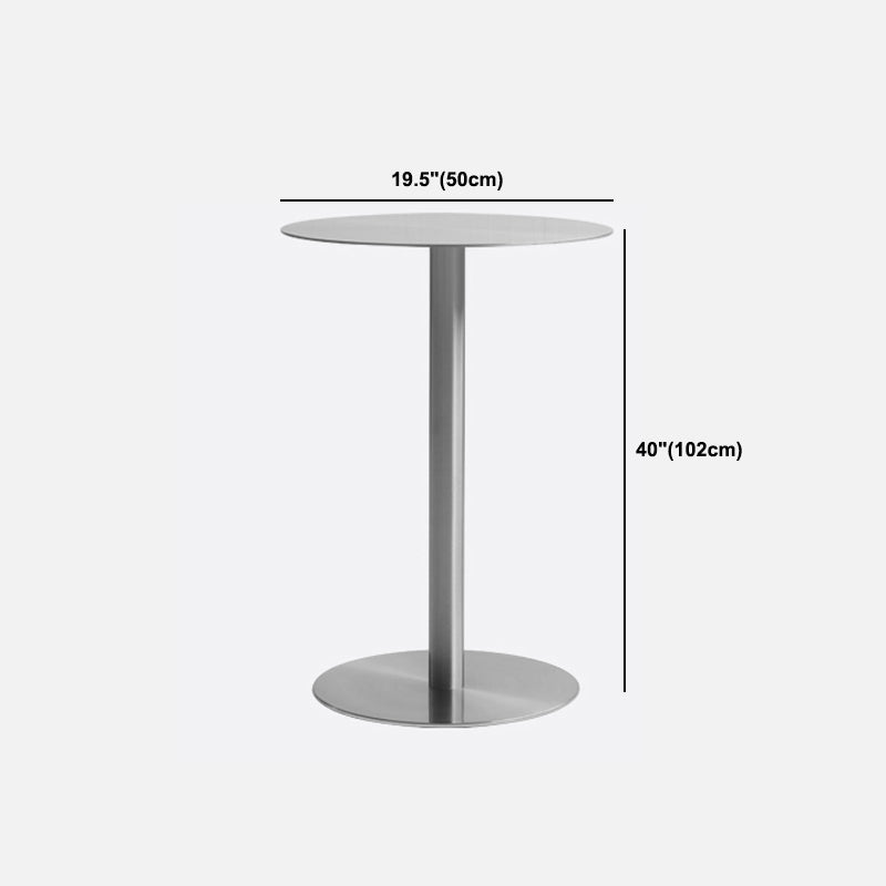 Industrial Silver Counter Height Table Metal Pedestal Bar Table