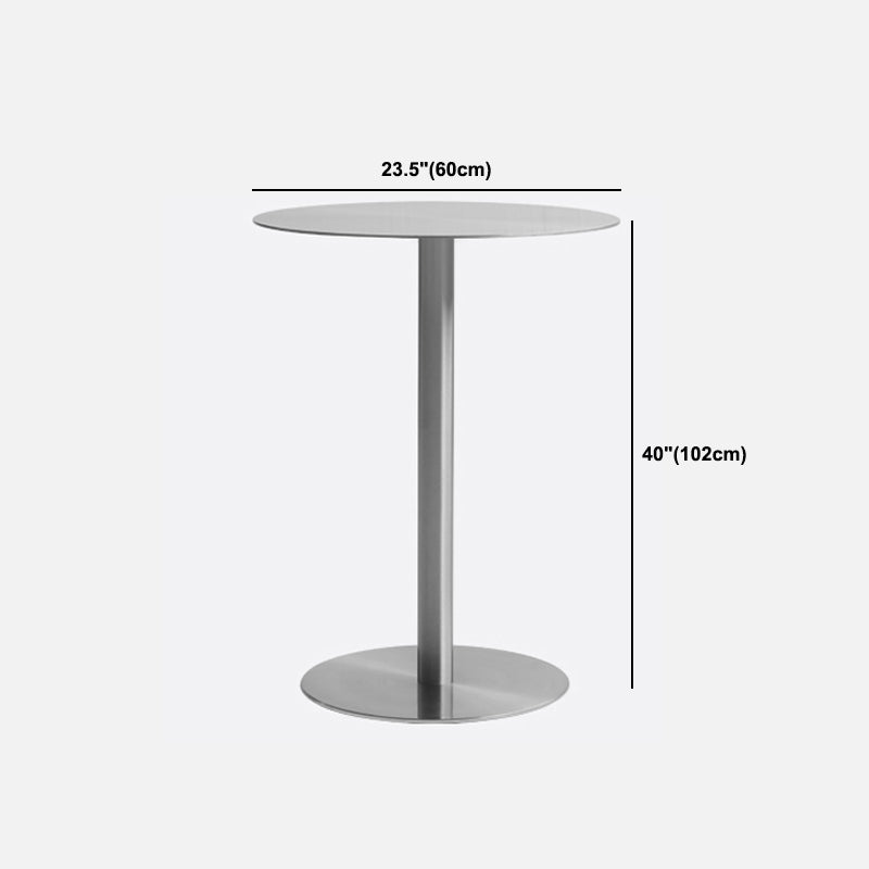 Industrial Silver Counter Height Table Metal Pedestal Bar Table