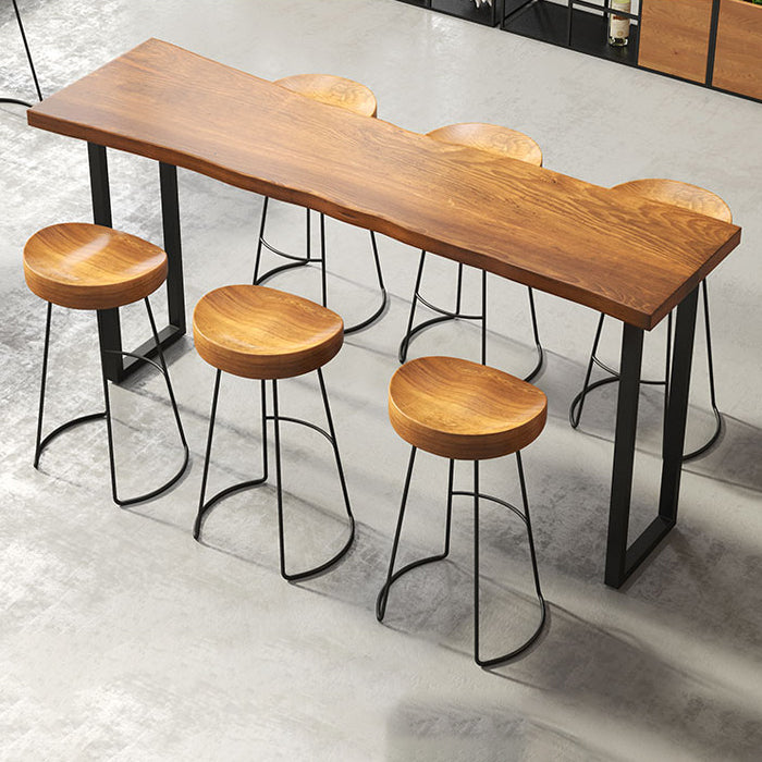 Bar Table in Metal and Wood Industrial Bar Height Table for Dining Room