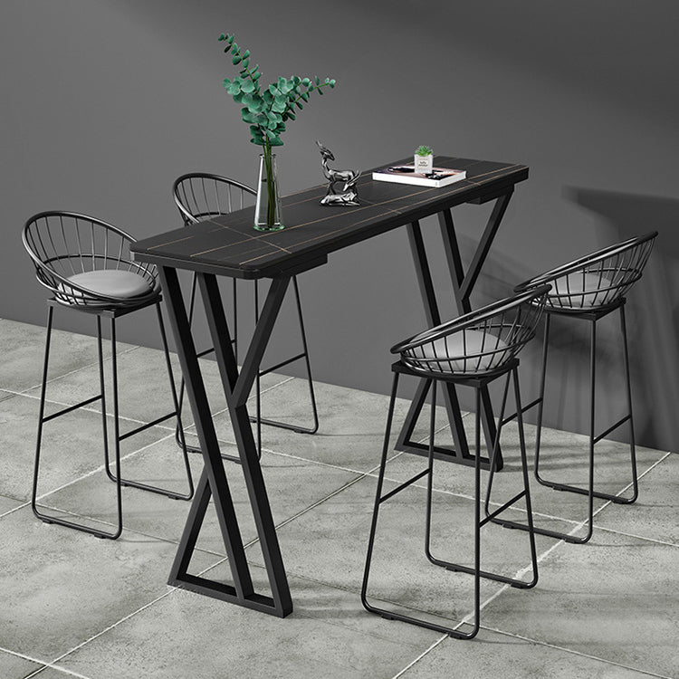 Rectangle Sintered Stone Bar Table Modern Dining Table for Kitchen Living Room