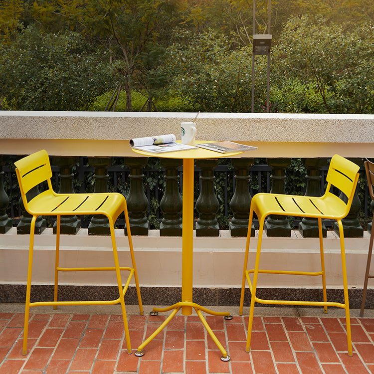 Metal Indoor-Outdoor Bar Height Table Contemporary Bar Table with Pedestal