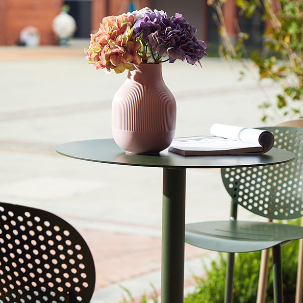 Metal Indoor-Outdoor Bar Height Table Contemporary Bar Table with Pedestal