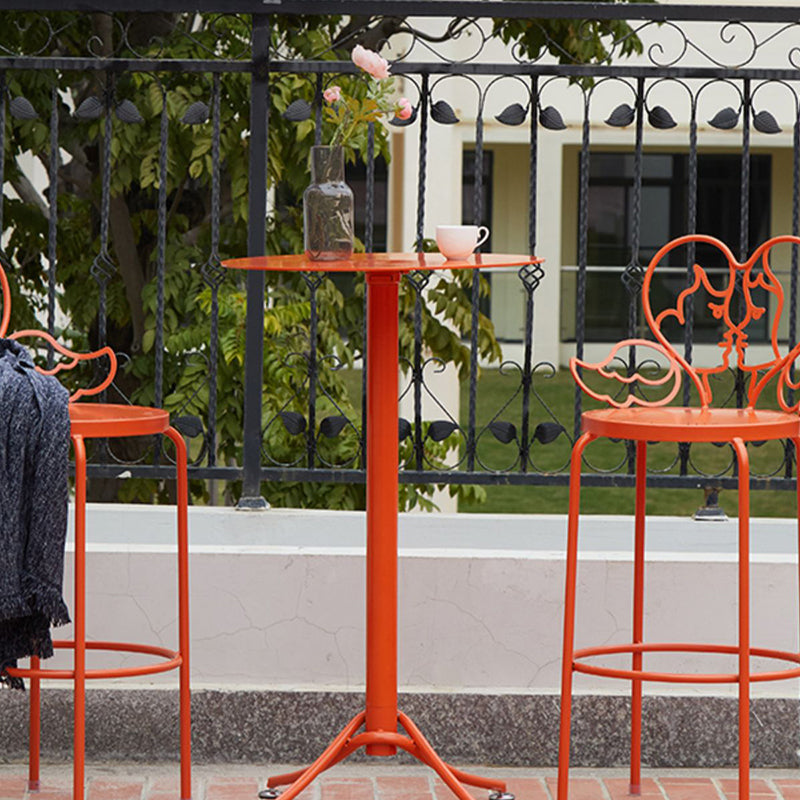 Metal Indoor-Outdoor Bar Height Table Contemporary Bar Table with Pedestal