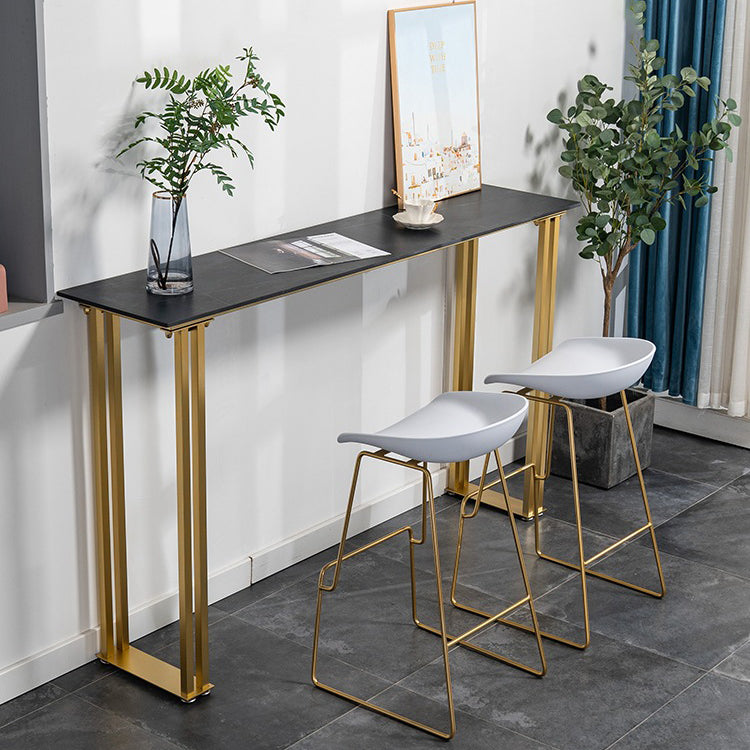 Sintered Stone Bar Table Modern Dining Table Gold and Metal Base Bar Table