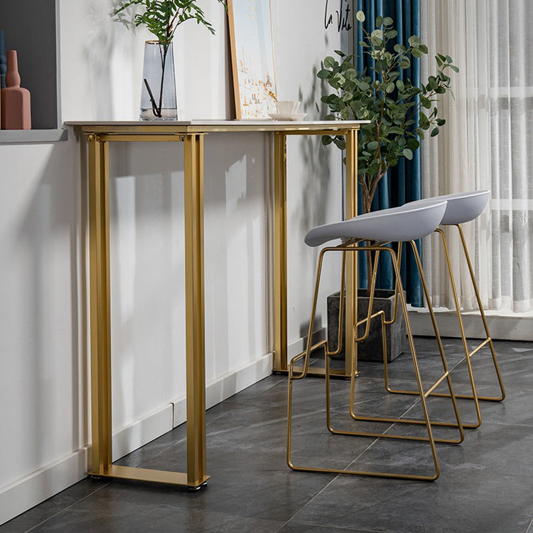 Sintered Stone Bar Table Modern Dining Table Gold and Metal Base Bar Table