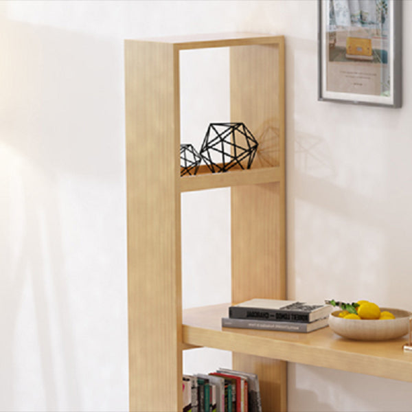 Modern Wooden Pub Table Rectangle Natural Bar Height Cocktail Table with Shelves