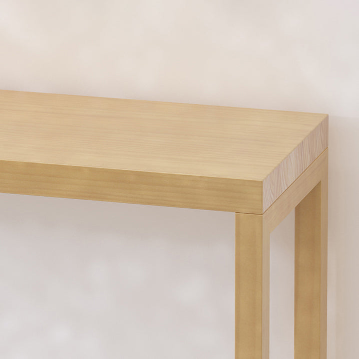 Modern Wooden Pub Table Rectangle Natural Bar Height Cocktail Table with Shelves