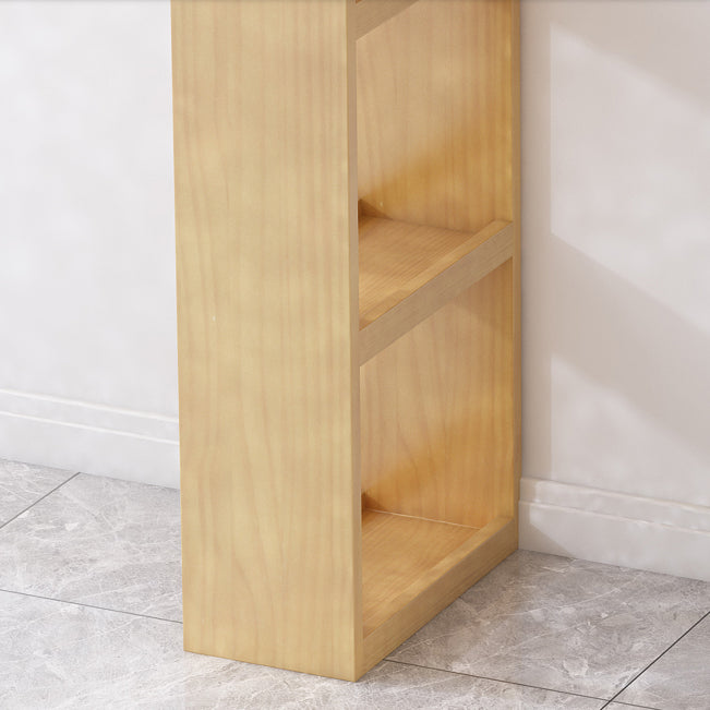 Modern Wooden Pub Table Rectangle Natural Bar Height Cocktail Table with Shelves