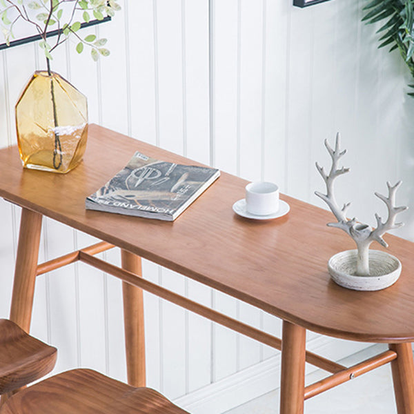 Contemporary Brown Wood Bar Table Free Form Counter Height Table with 4 Legs