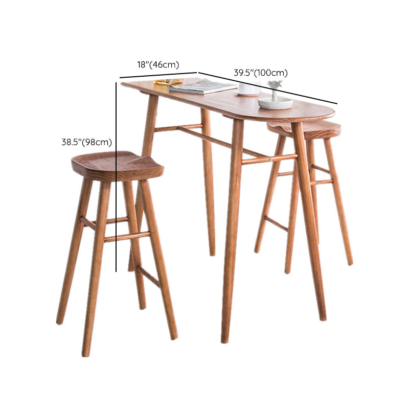 Contemporary Brown Wood Bar Table Free Form Counter Height Table with 4 Legs