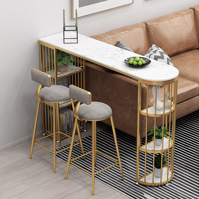 Double Pedestal Pub Table Free Form Glam Bar Table for Indoor and Breakroom
