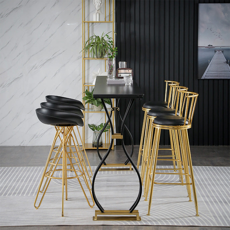 Rectangle Sintered Stone Dining Table Black and Metal Base Bar Table