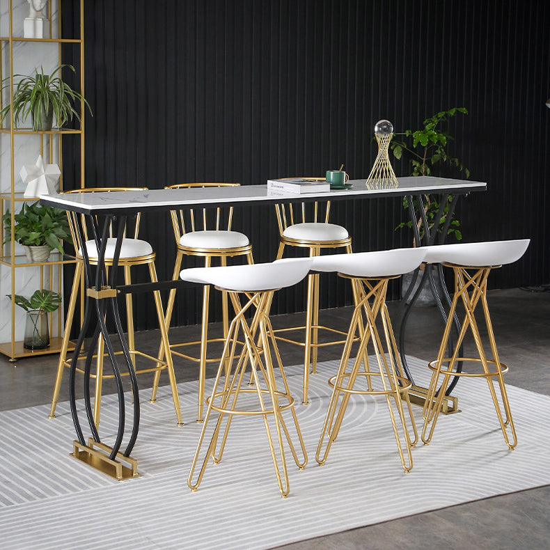 Rectangle Sintered Stone Dining Table Black and Metal Base Bar Table