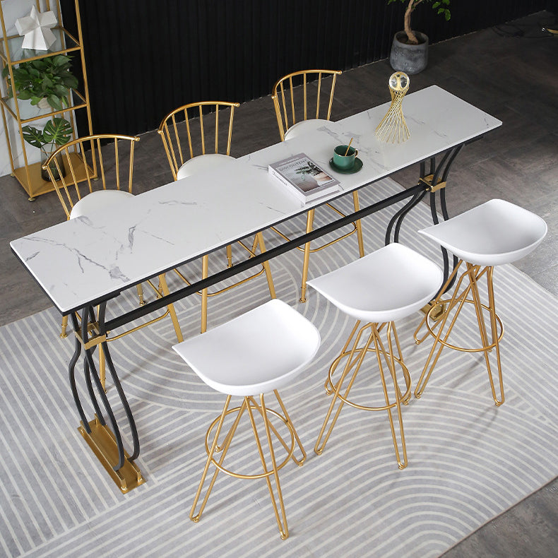 Rectangle Sintered Stone Dining Table Black and Metal Base Bar Table