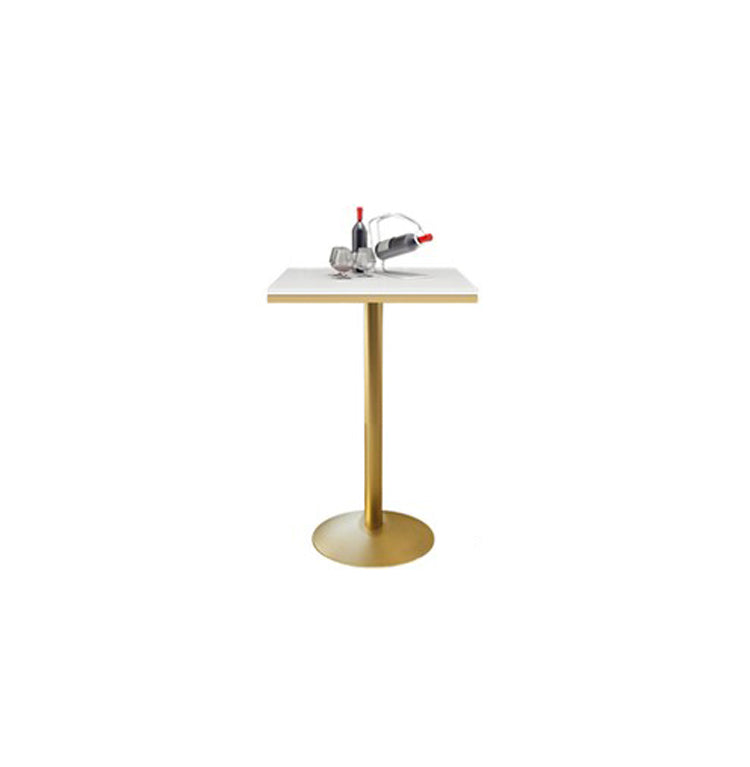 Glam Pedestal Bar Dining Table Faux Marble Cocktail Bar Table with Metal Base