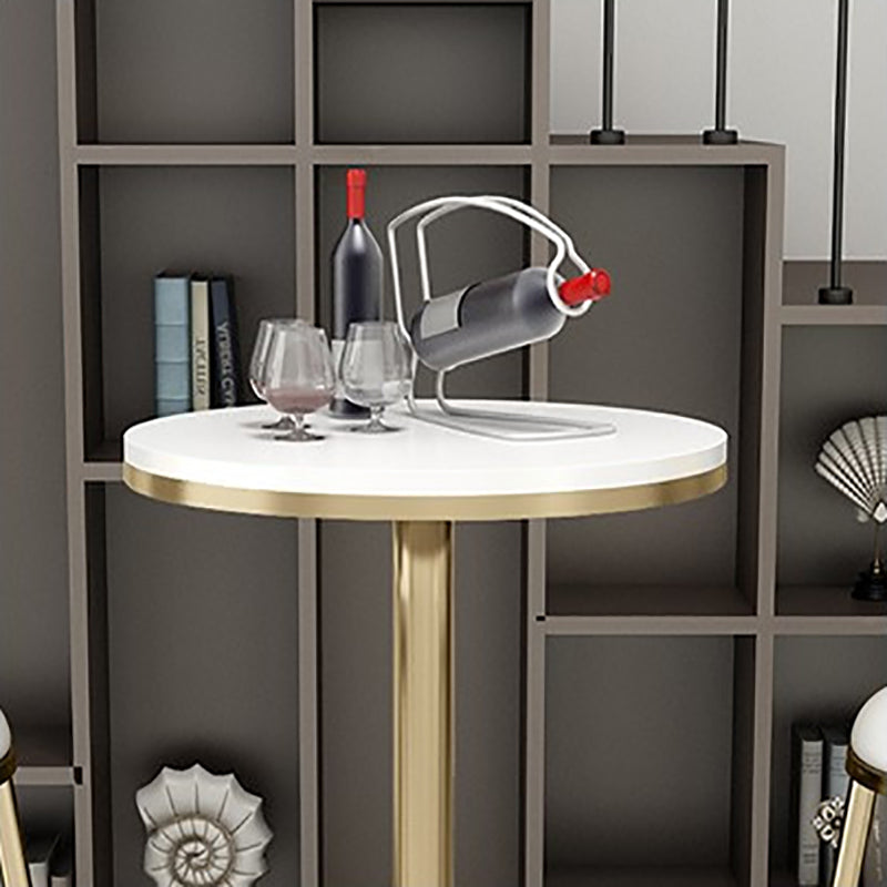 Glam Pedestal Bar Dining Table Faux Marble Cocktail Bar Table with Metal Base