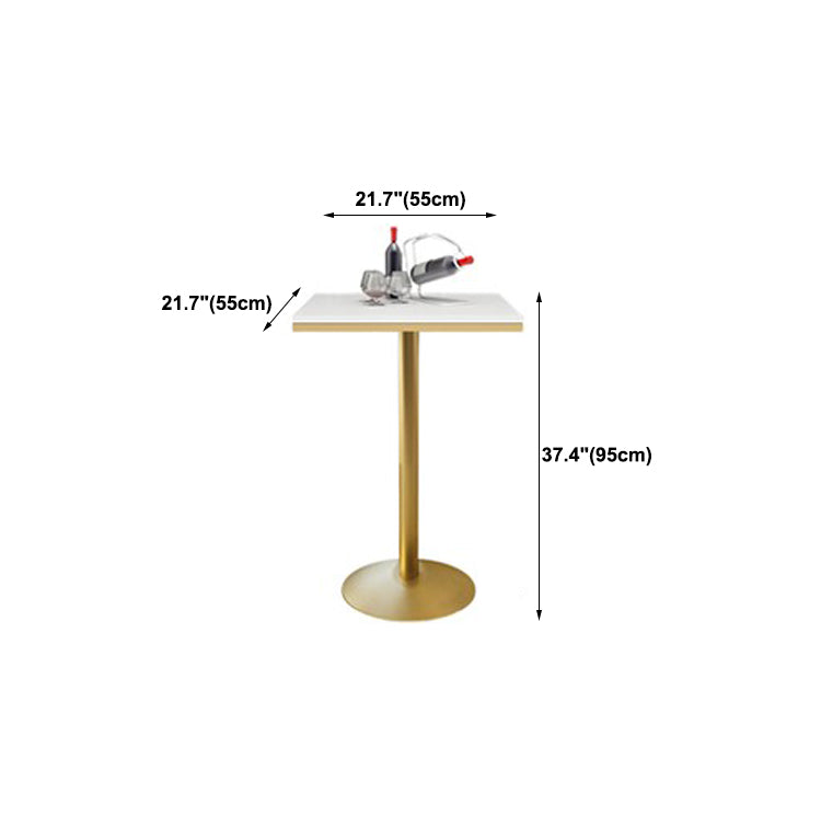 Glam Pedestal Bar Dining Table Faux Marble Cocktail Bar Table with Metal Base