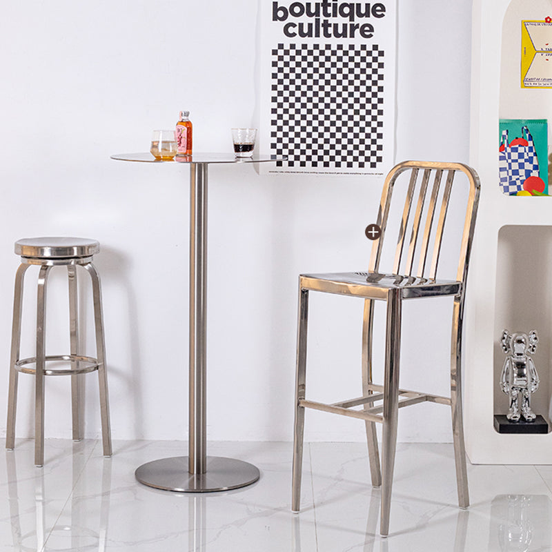 Industrial Metal Bar Dining Table Round Bistro Bar Table with Pedestal