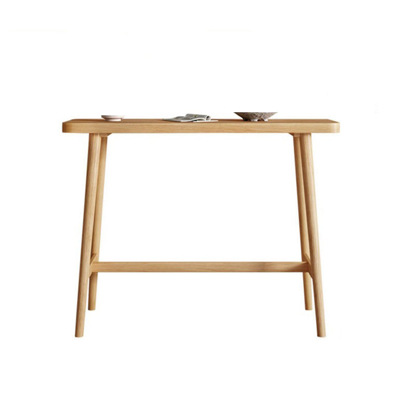 Industrial Natural Bar Table Solid Wood Bar Height Table with Trestle Base