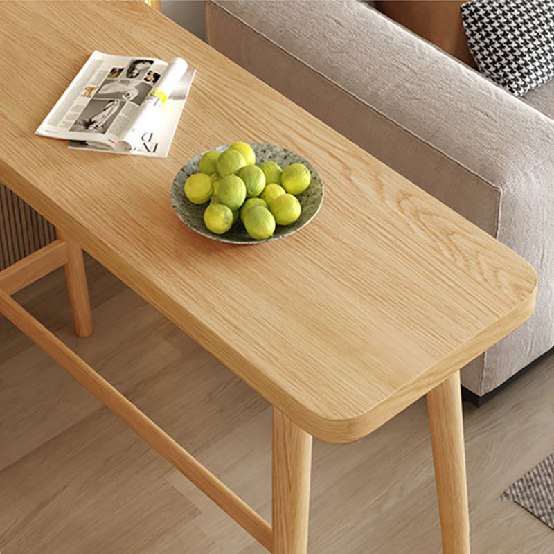 Industrial Natural Bar Table Solid Wood Bar Height Table with Trestle Base