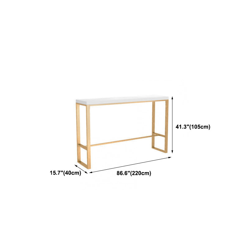 White Solid Wood Bar Table Gold and Metal Base Bar Table for Kitchen Living Room