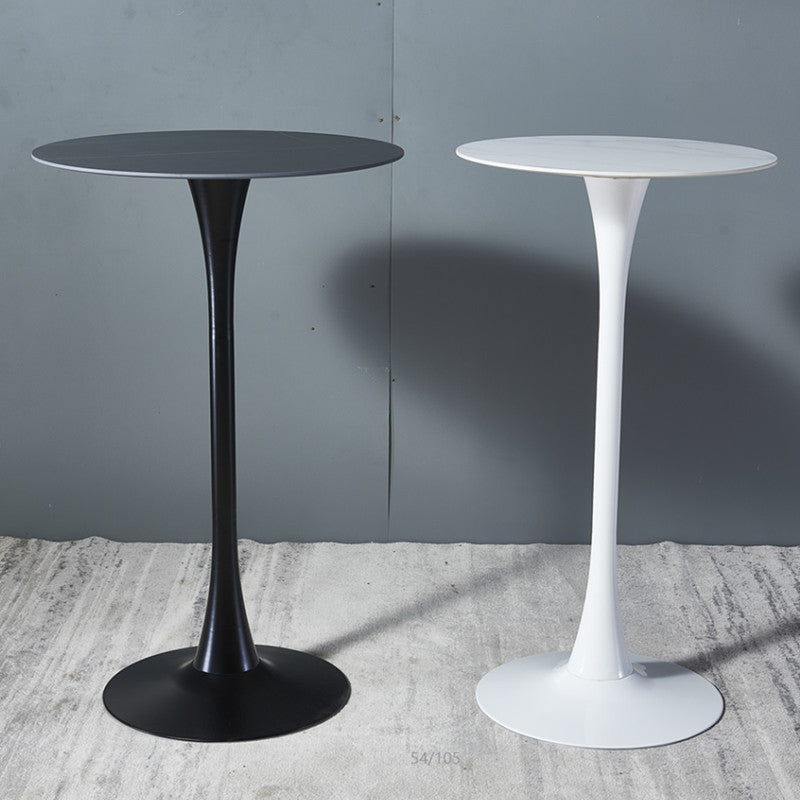 Modern Round Pub Table Fixed Pedestal Bar Height Cocktail Table