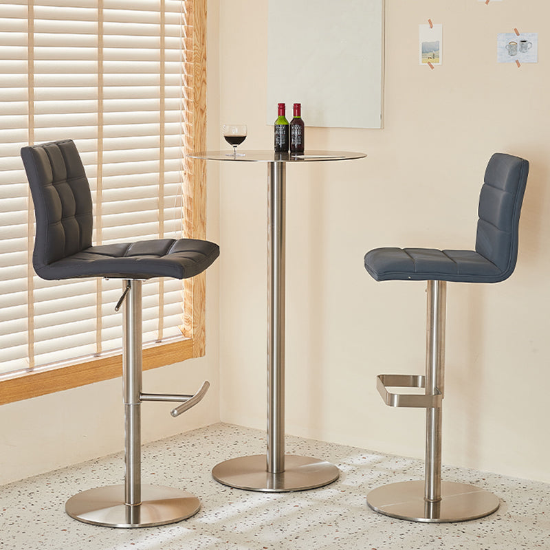 Stainless Steel Round Bar Dining Table Outdoor-Indoor Pedestal Bar Table