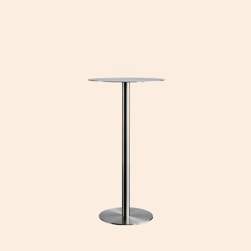Stainless Steel Round Bar Dining Table Outdoor-Indoor Pedestal Bar Table