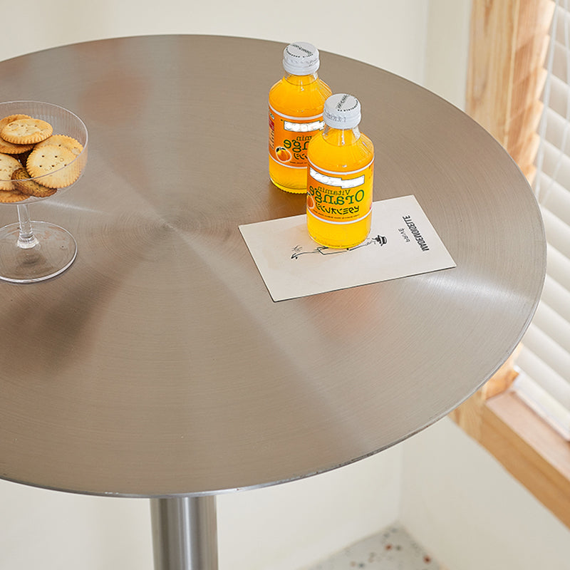 Stainless Steel Round Bar Dining Table Outdoor-Indoor Pedestal Bar Table