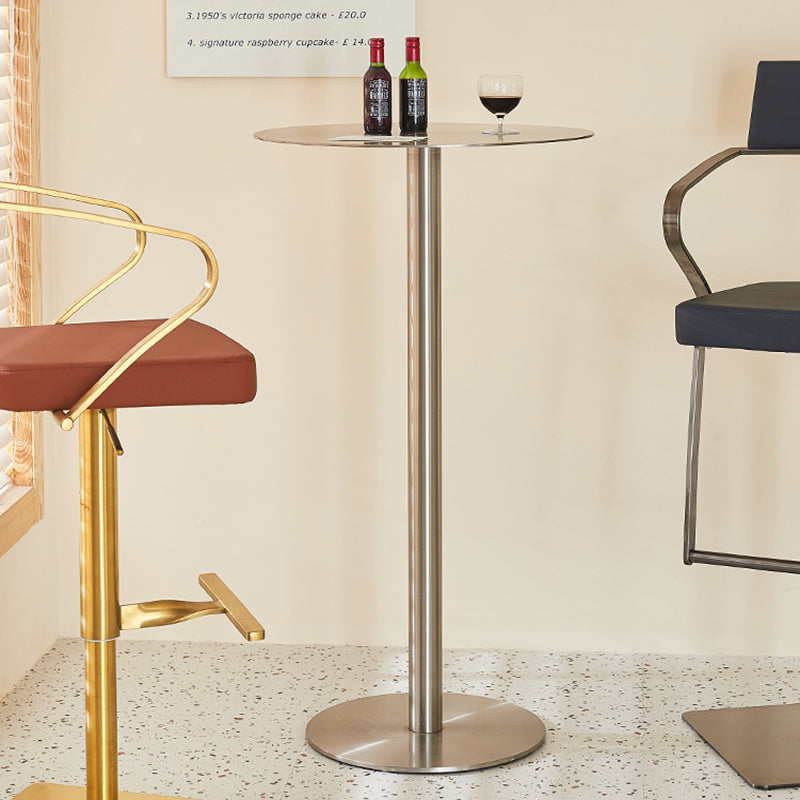 Stainless Steel Round Bar Dining Table Outdoor-Indoor Pedestal Bar Table