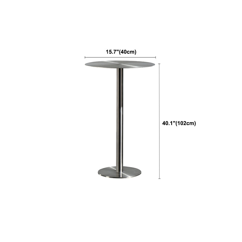 Stainless Steel Round Bar Dining Table Outdoor-Indoor Pedestal Bar Table