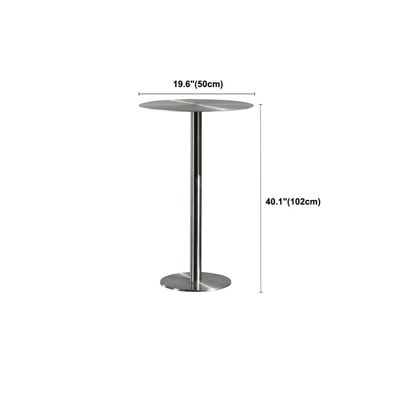 Stainless Steel Round Bar Dining Table Outdoor-Indoor Pedestal Bar Table