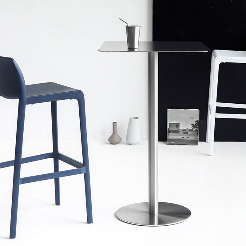 Industrial Stainless Steel Bar Table Silver Round and Square Bar Stool Table